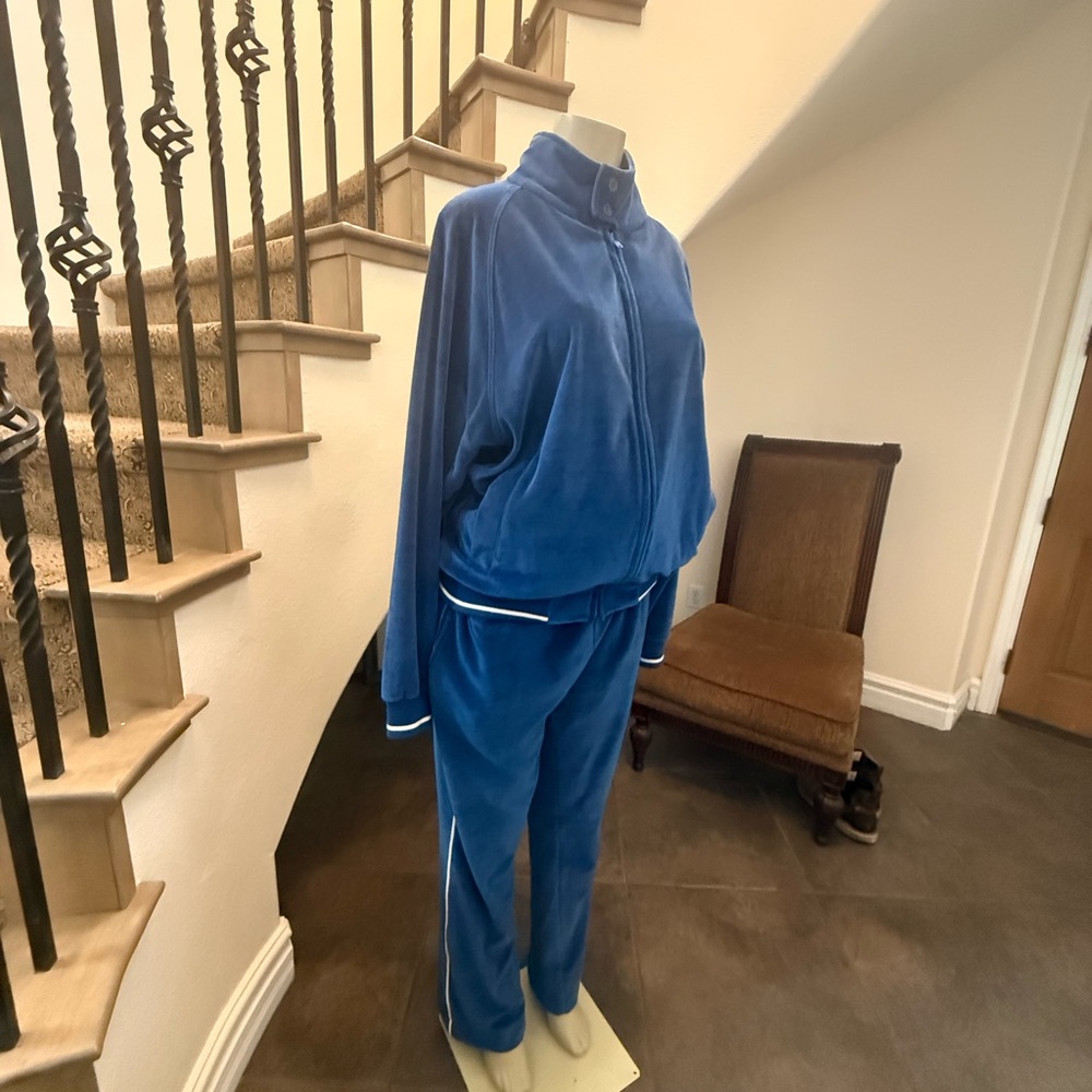 RARE Vintage Christian Dior Monsieur Blue Soft Velour Track Suit 80s-90’s - Picture 3 of 16